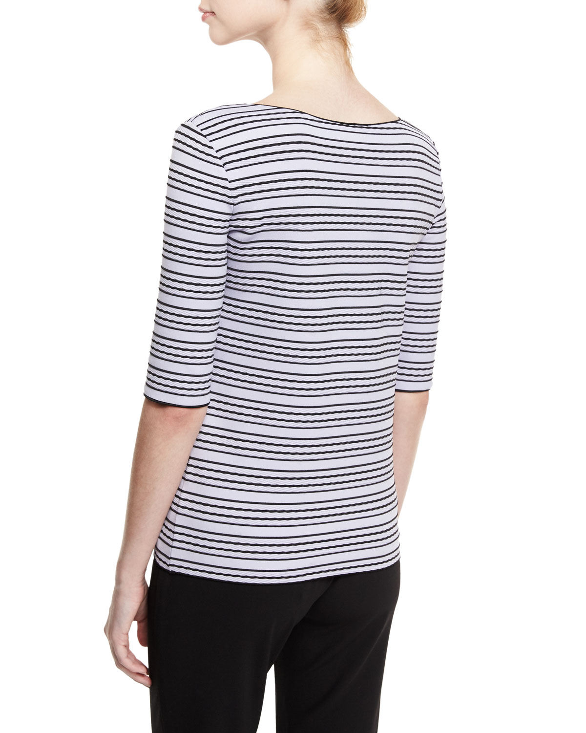 Striped Half-Sleeve Tee, Lilac/Black