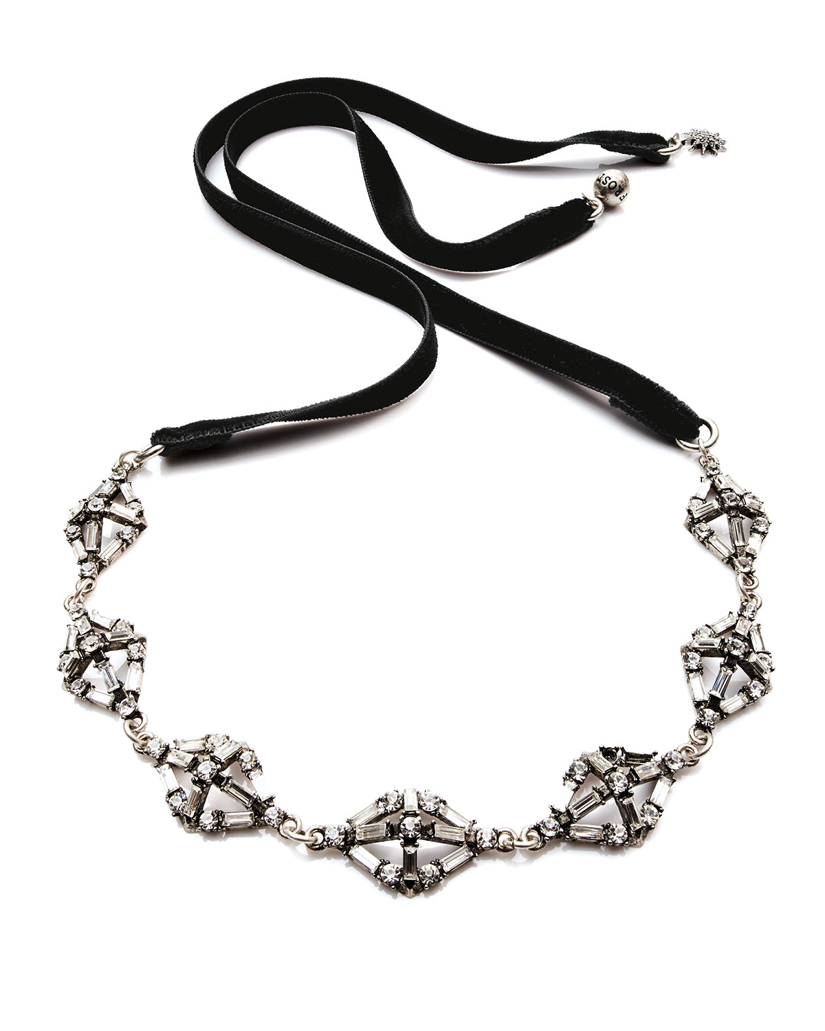 Proxima Velvet Choker Necklace, Silver/Black