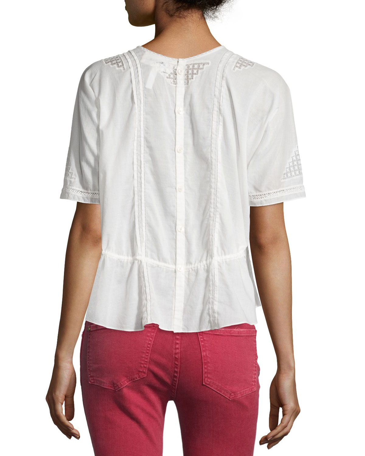 The Manor Lace-Inset Top, Off White