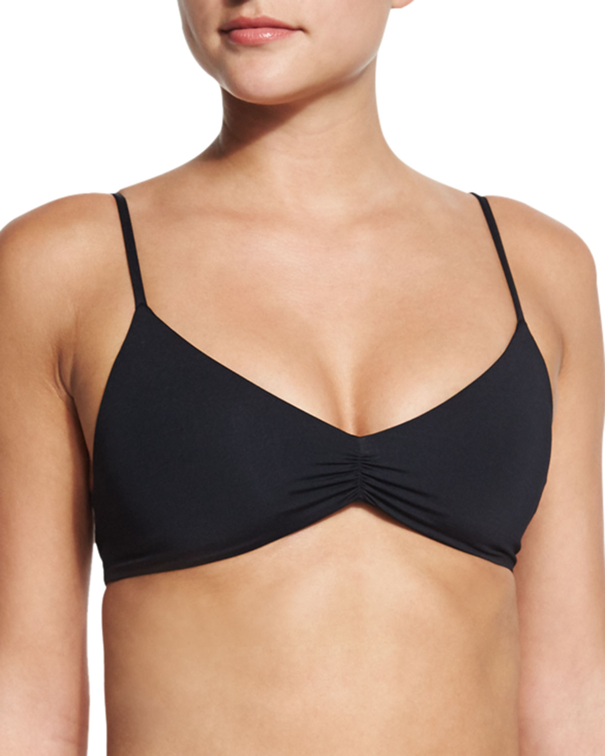 Haley Pinched Swim Top, Black 