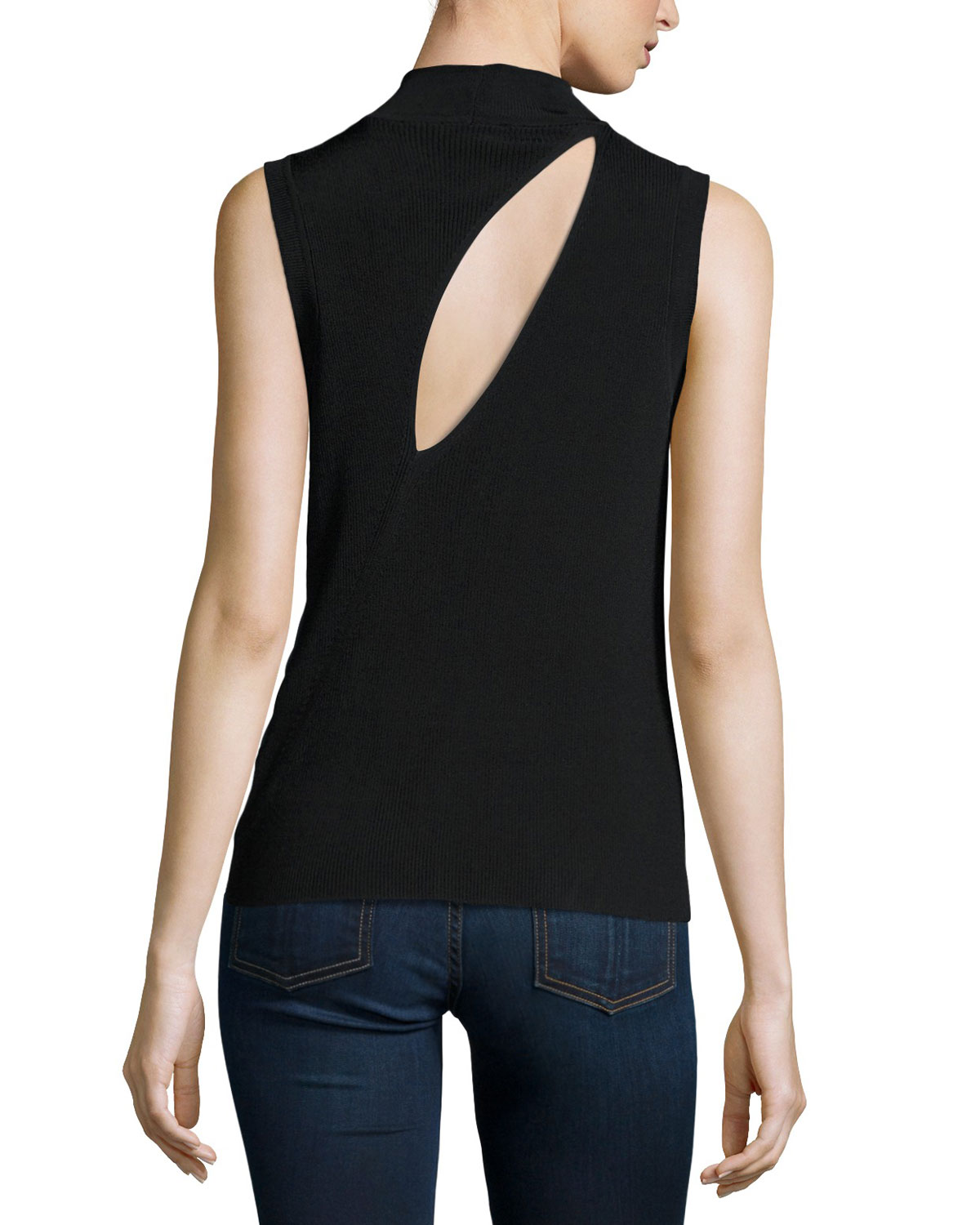 Darcie Mixed-Media Mock-Neck Tank, Salute