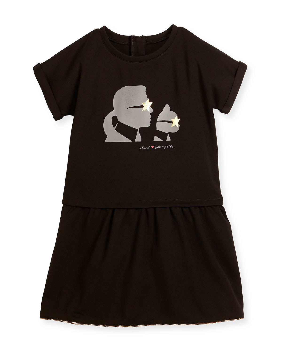 Milano Short-Sleeve Smocked Jersey Dress, Black, Size 6-10
