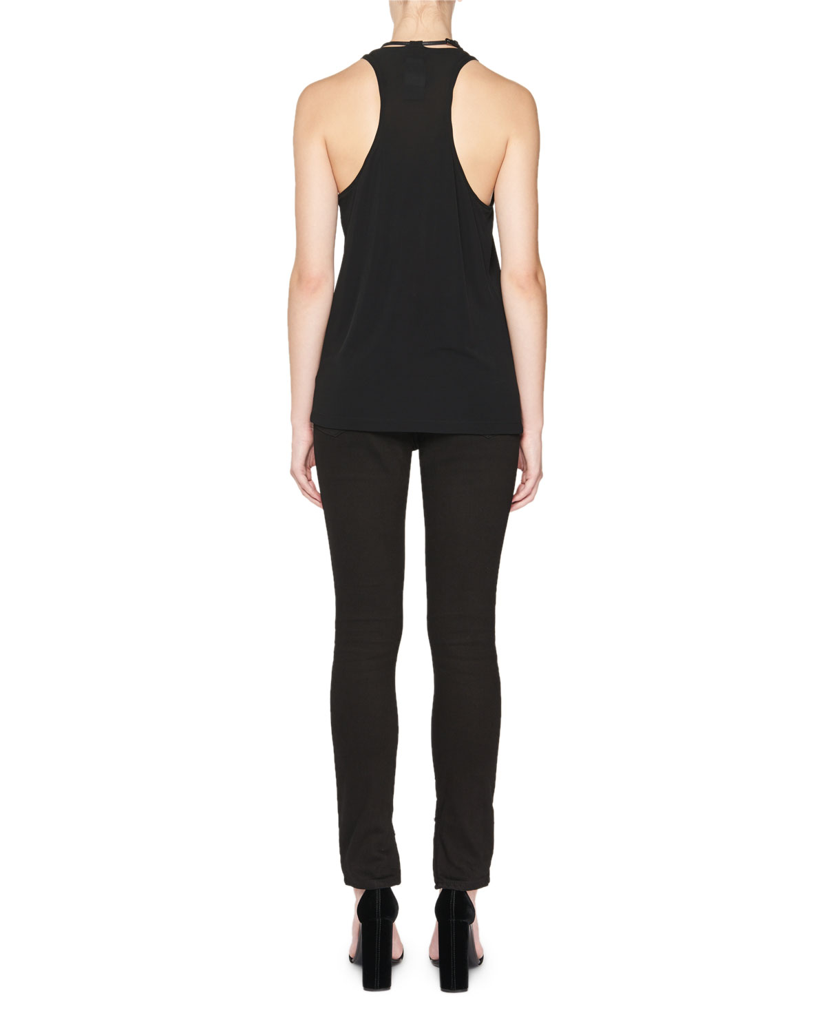 Scoop-Neck Tank w/Leather Padlock