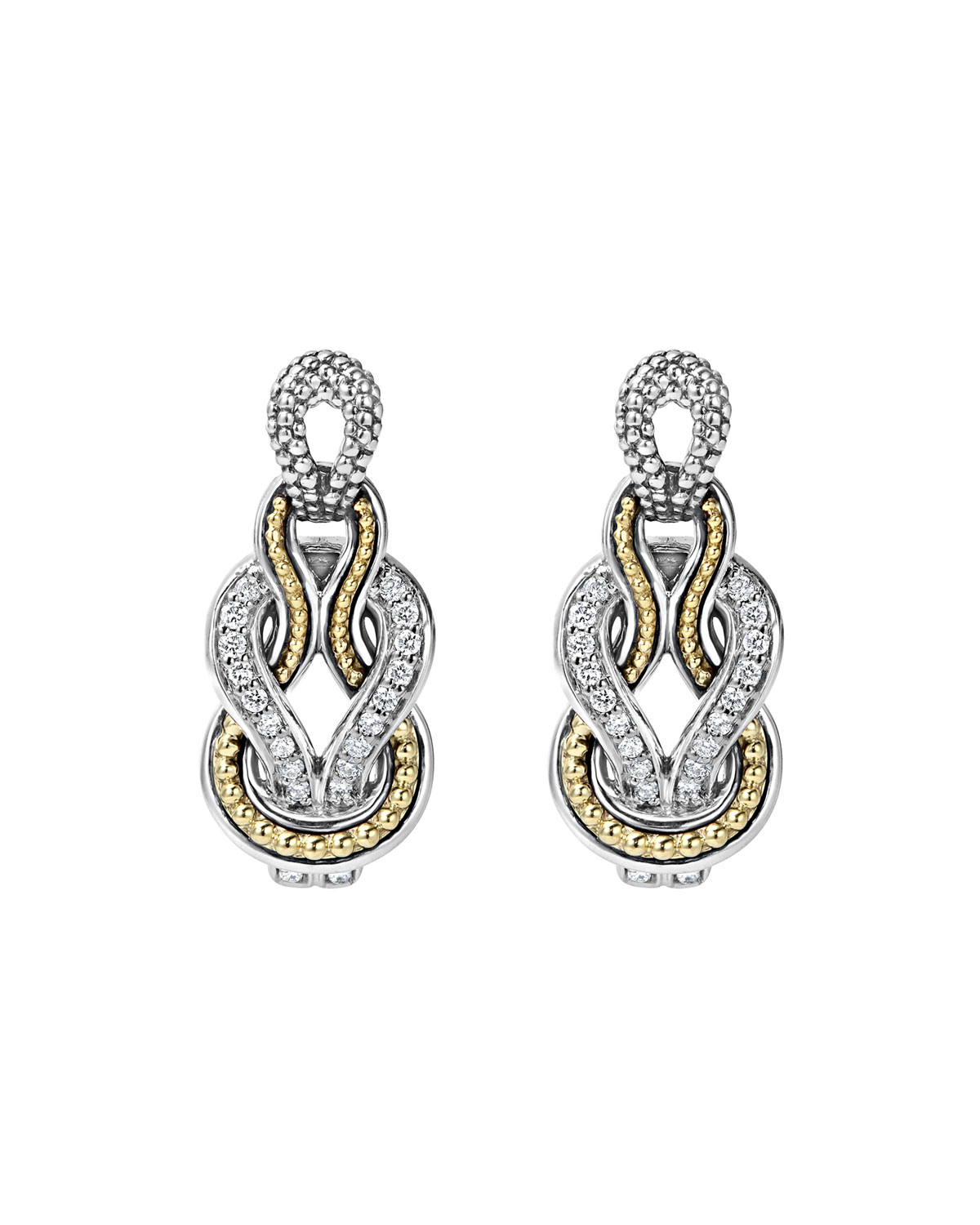 Newport Elongated 18K Gold Diamond Rope Earrings