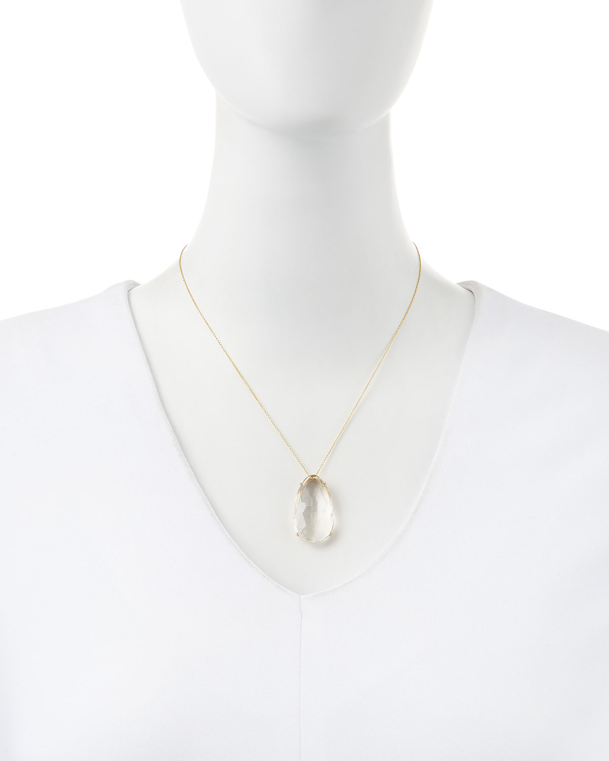 Pear White Quartz Pendant Necklace