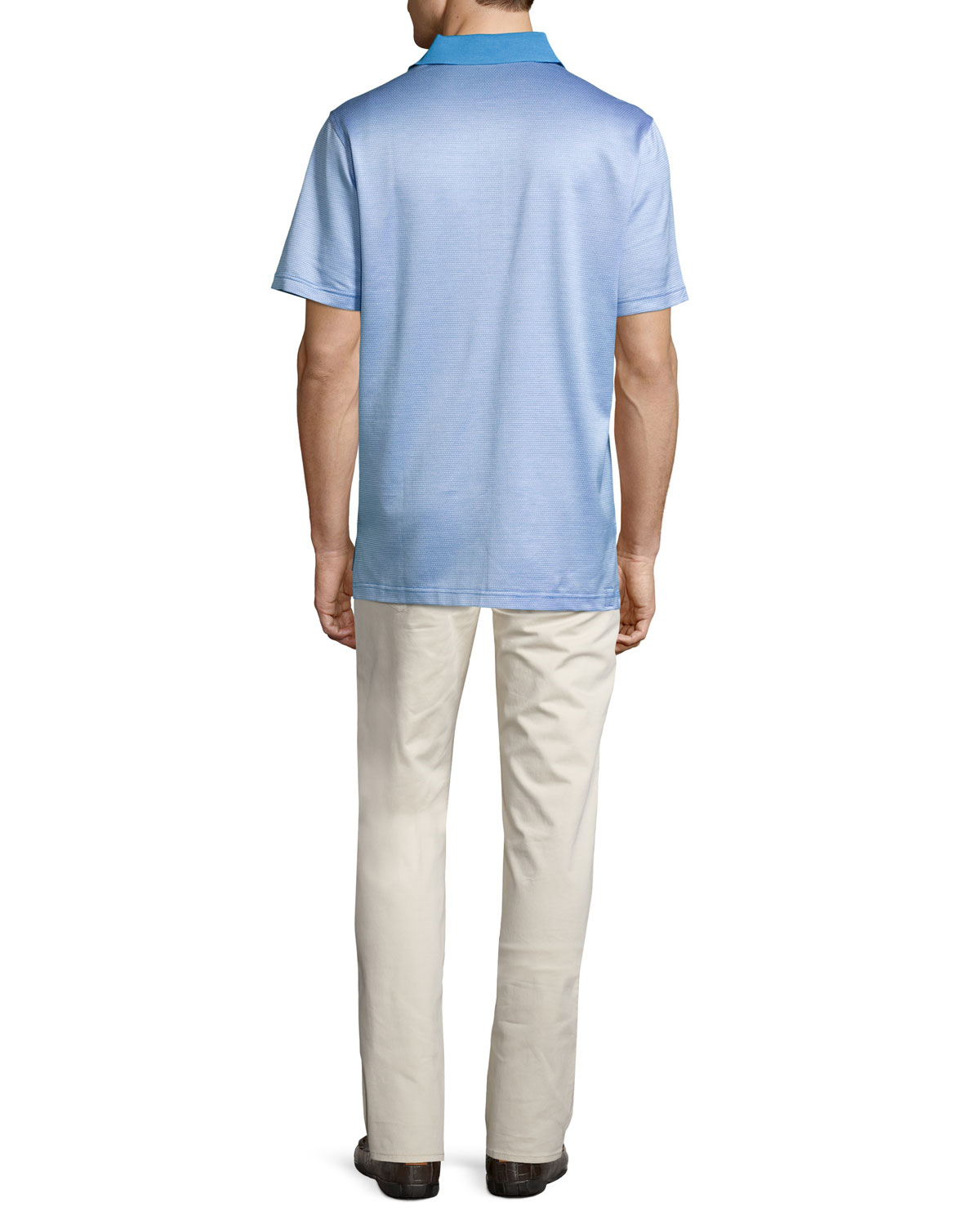 Chuck Checkered Cotton Lisle Polo Shirt, Blue