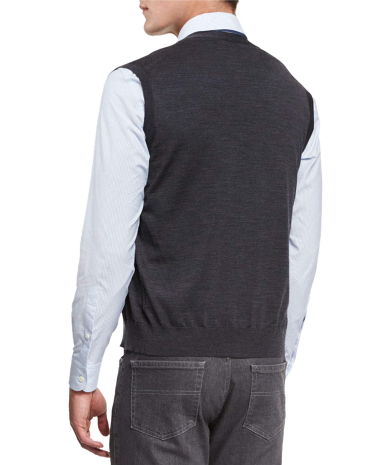 Wool Cardigan Vest, Charcoal