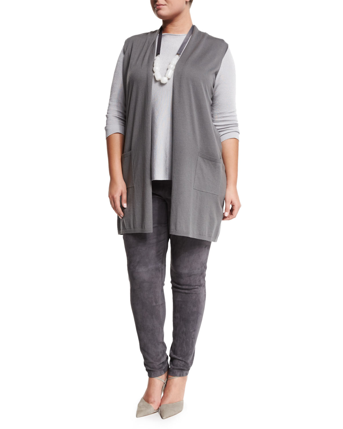 Egregio Suede Skinny Pants, Plus Size 