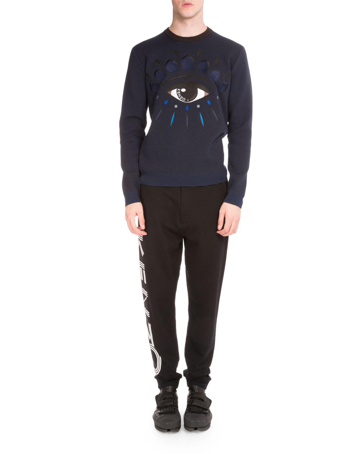 Embroidered Eye Iconic Crewneck Sweatshirt, Navy