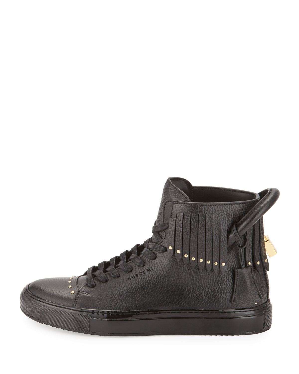 125mm Leather High-Top Sneaker with Fringe