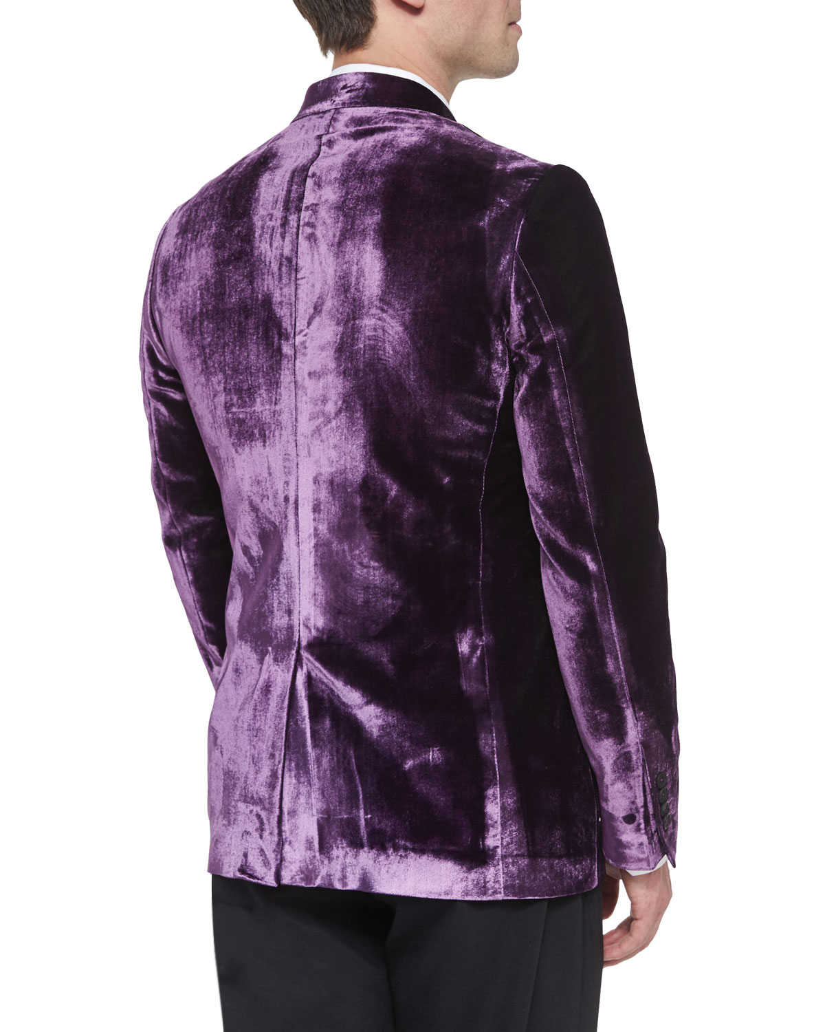 Bayard Liquid Velvet Two-Button Jacket, Purple