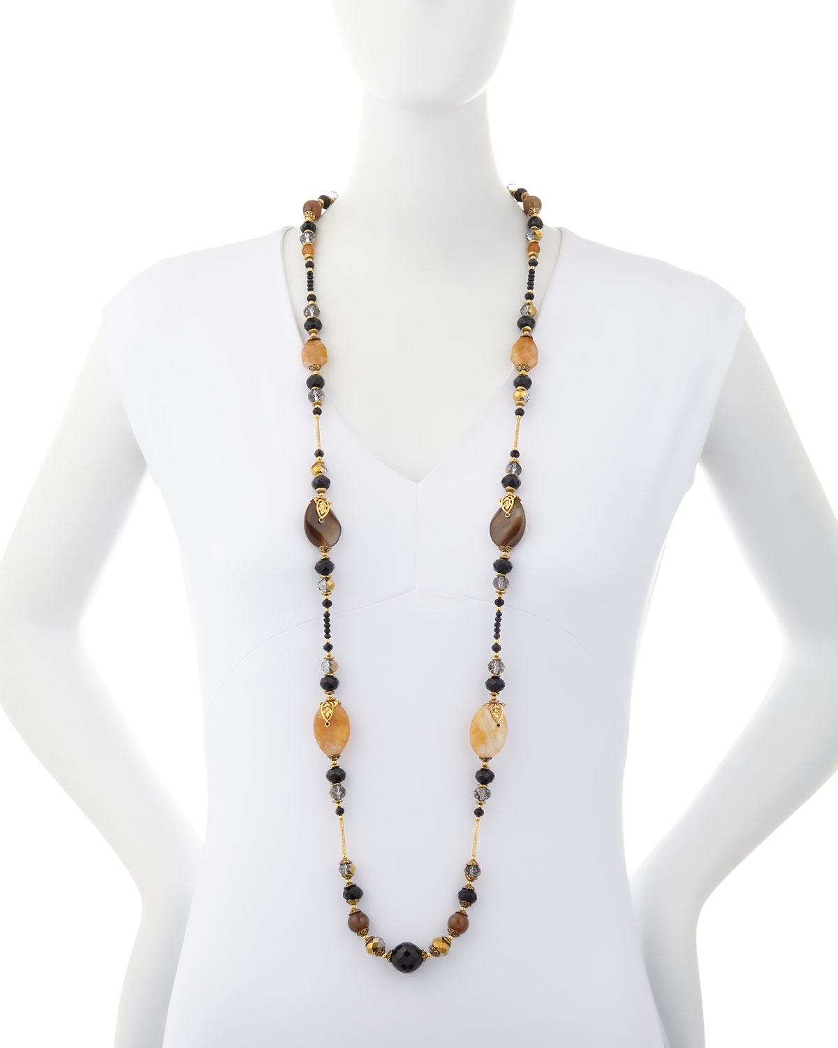 Long Beaded Single-Strand Necklace