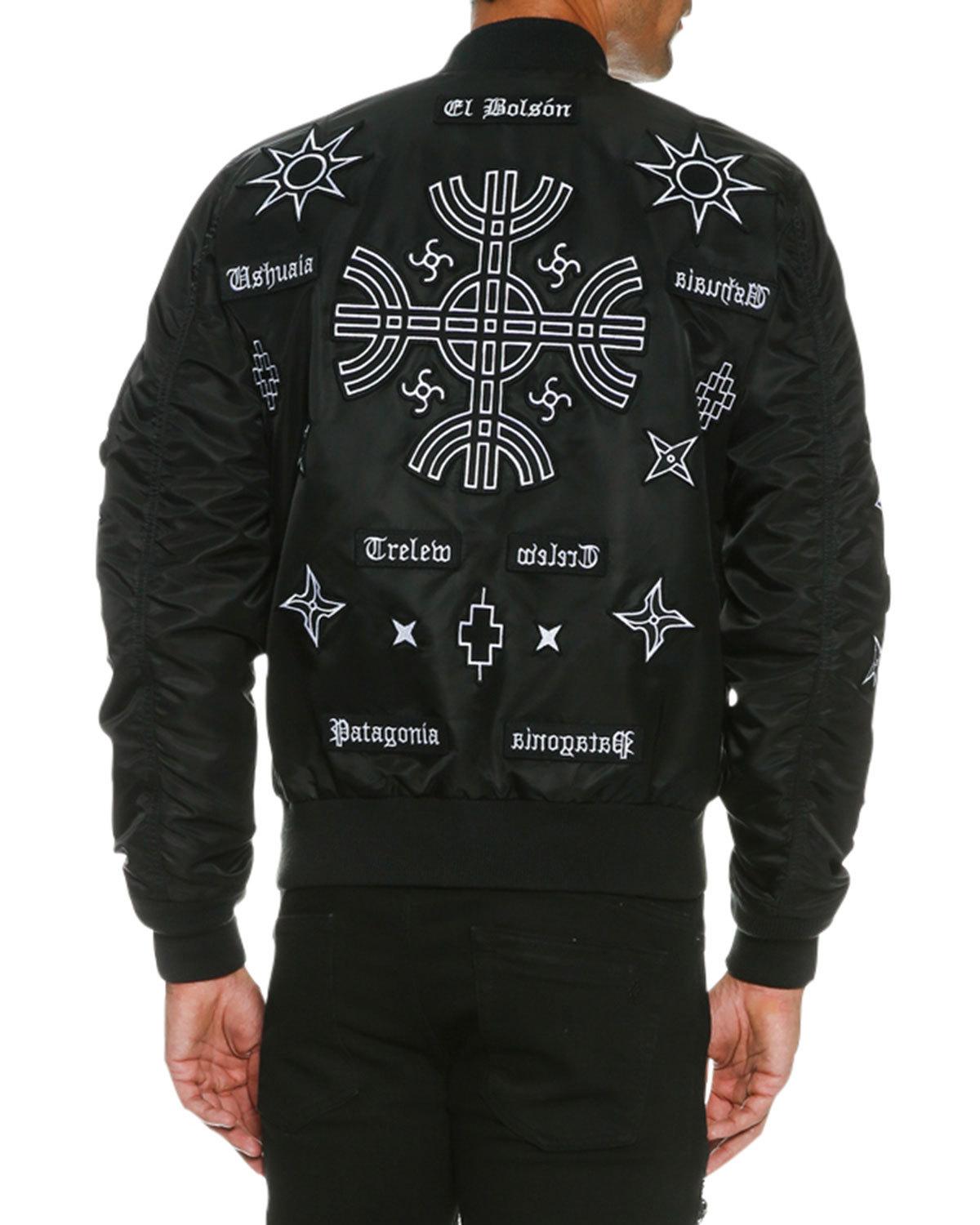 Roldan Alpha MA-1 Mirrored-Patch Bomber Jacket, Black