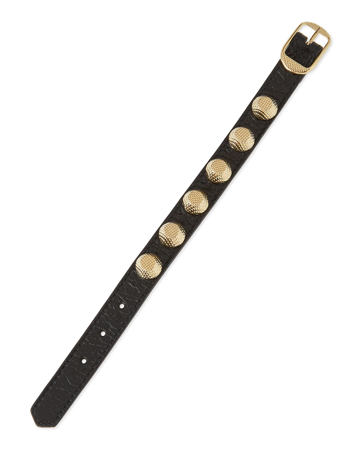 Leather Golden Stud Bracelet, Black