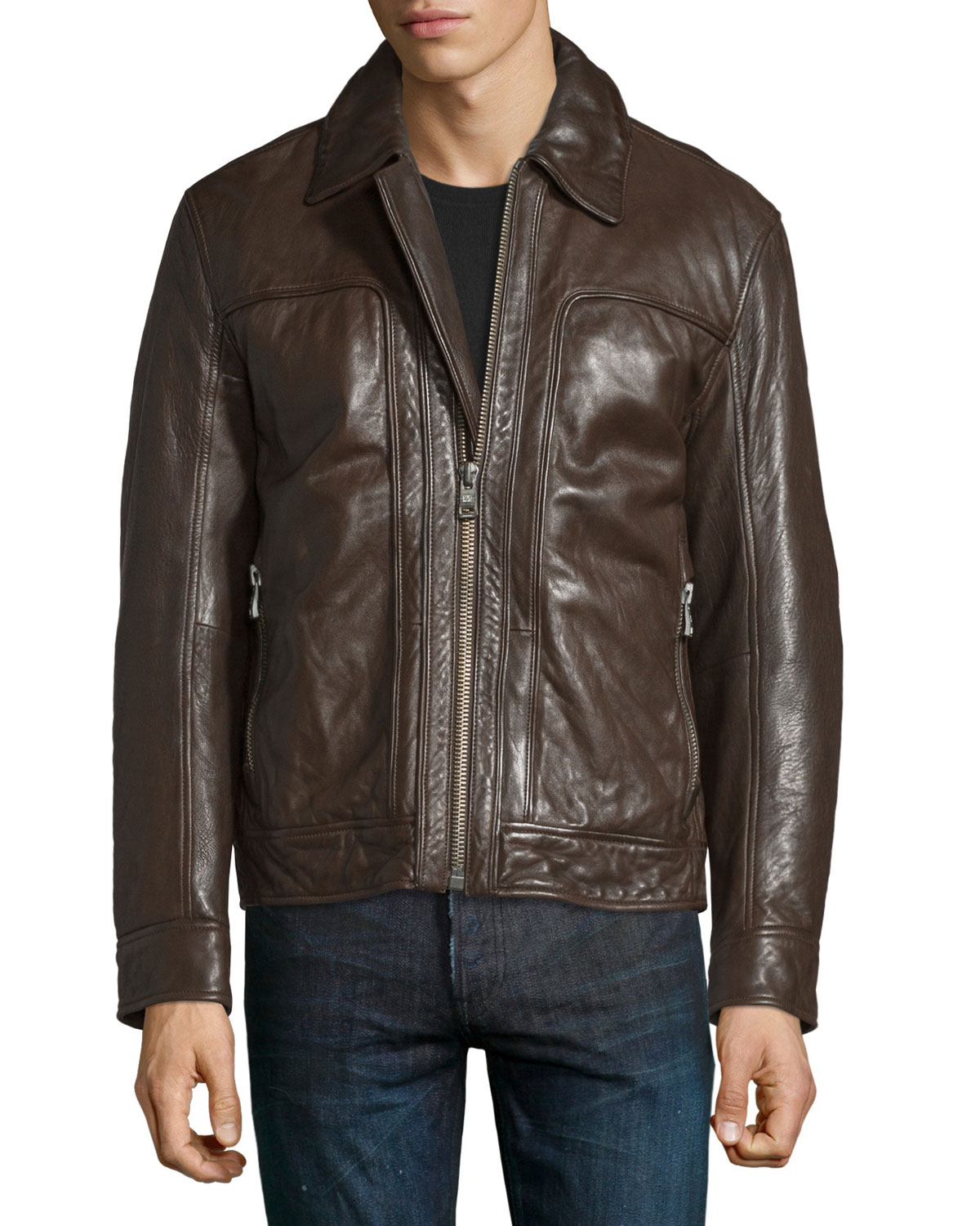 Outpost Leather Bomber Jacket, Espresso