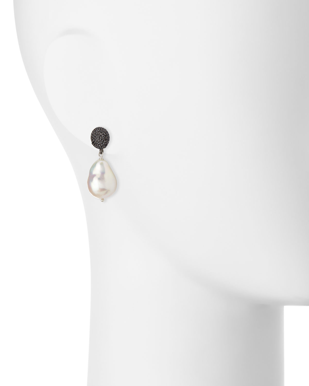 Baroque Pearl & Black Spinel Earrings