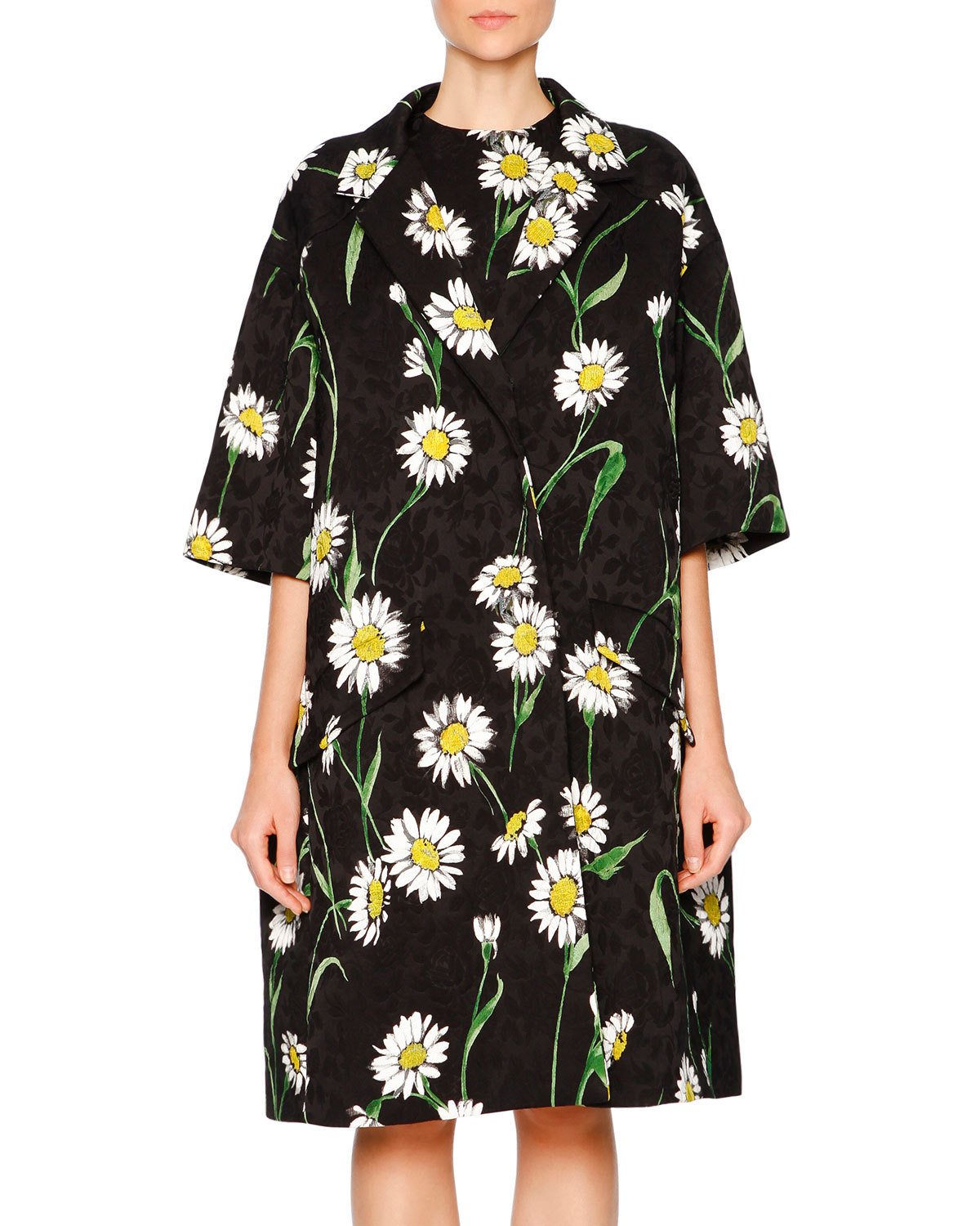 daisyprinttoppercoatblackwhitegreen