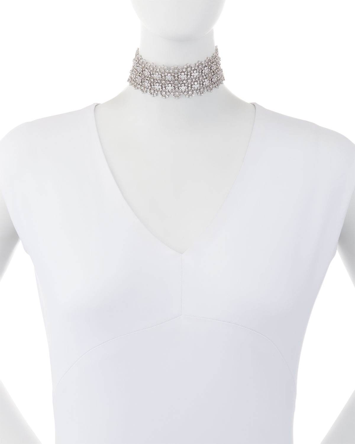 Monarch Chantilly Leather XL Choker Necklace with Crystals