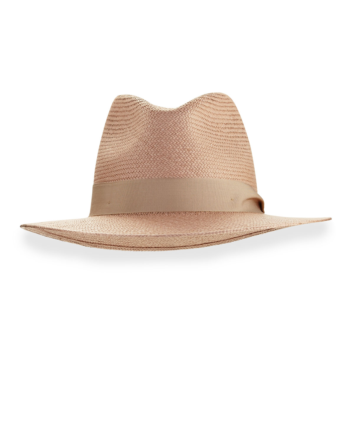 Panama Straw Fedora Hat, Taupe