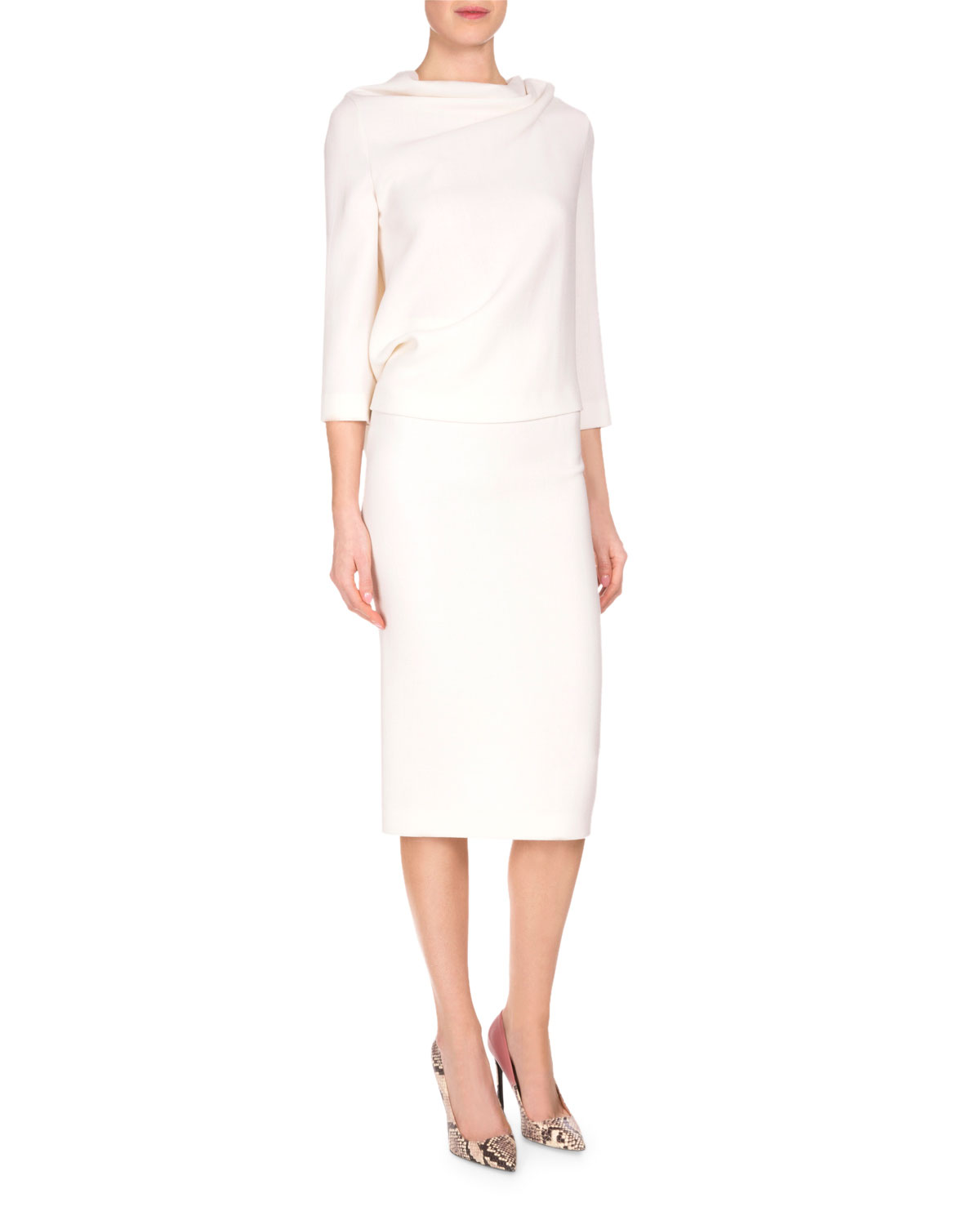 Arreton Fitted Pencil Skirt, White