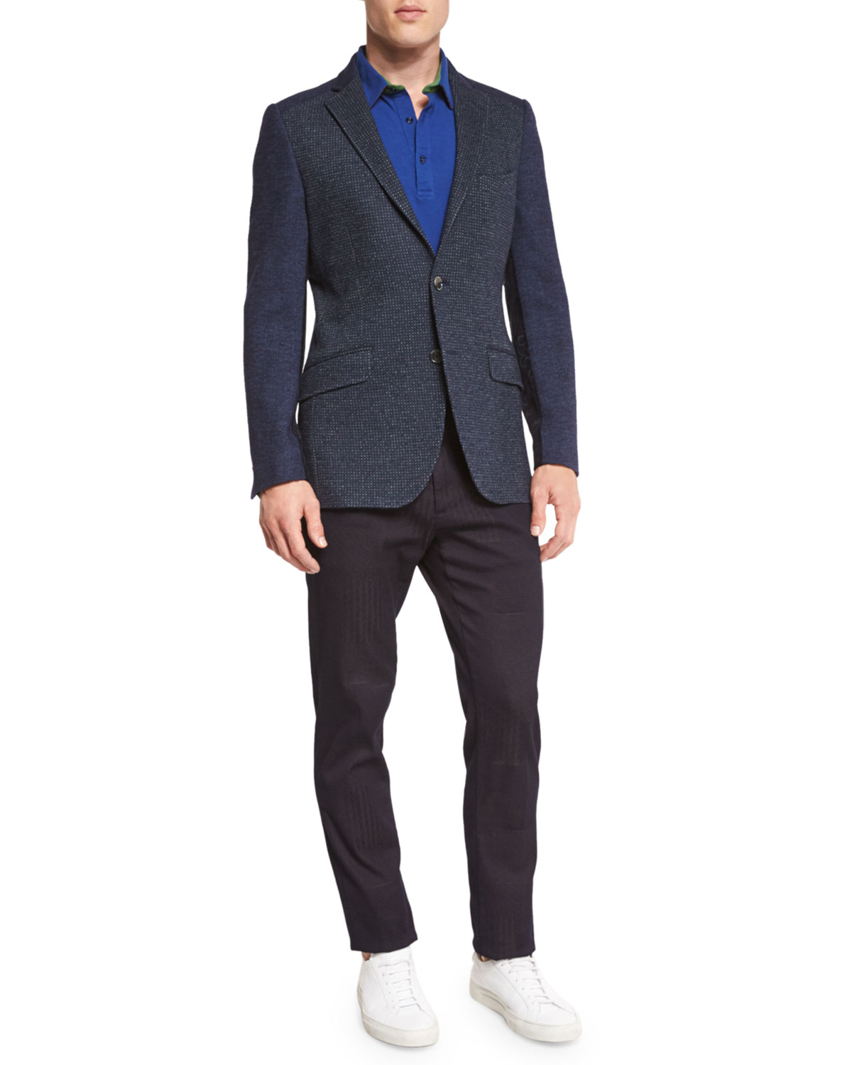 Tonal Patchwork Pants, Navy