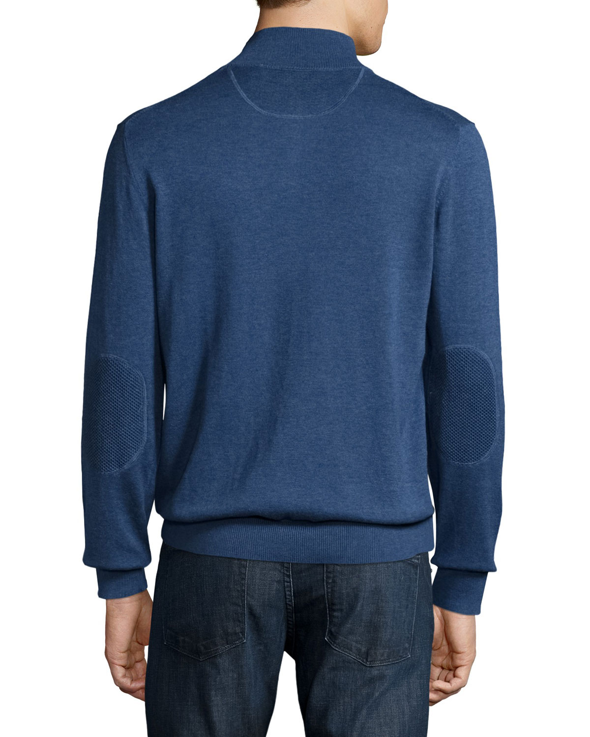 Classic Quarter-Zip Jersey Sweater, Storm Chine/Navy