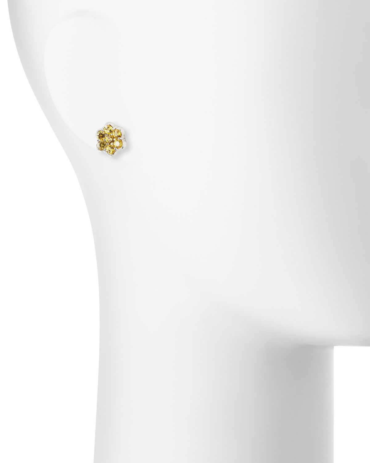 Platinum & Yellow Sapphire Floral Stud Earrings