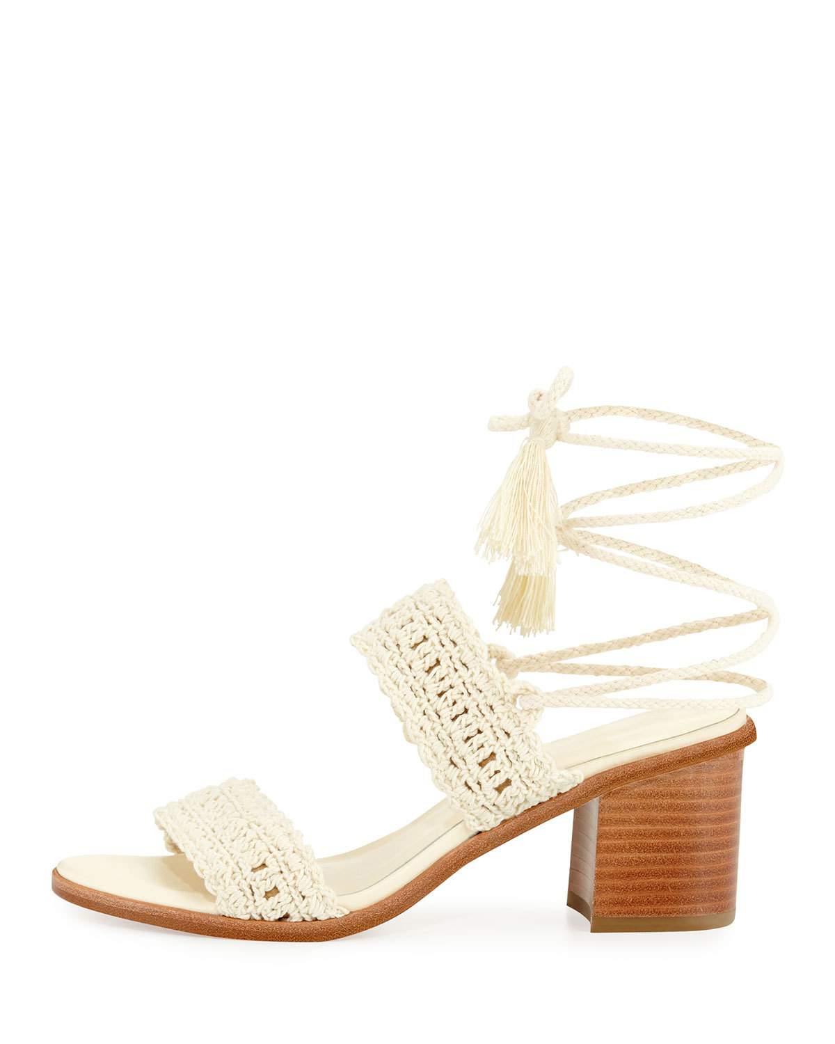 Moxie Crochet Tassel Sandal, Ivory