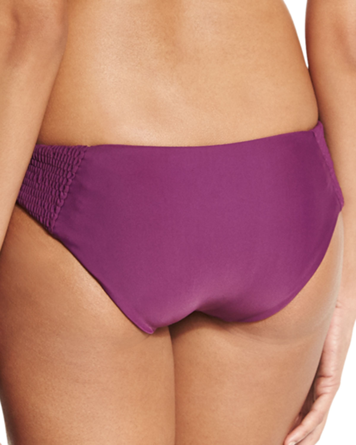 Daisy Shirred-Side Swim Bottom, Sangria