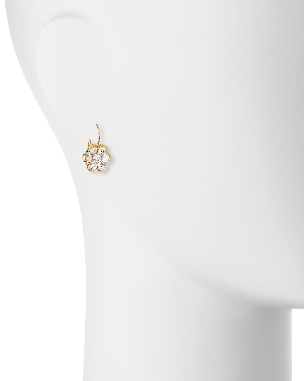 18K Yellow Gold & Diamond Floral Drop Earrings