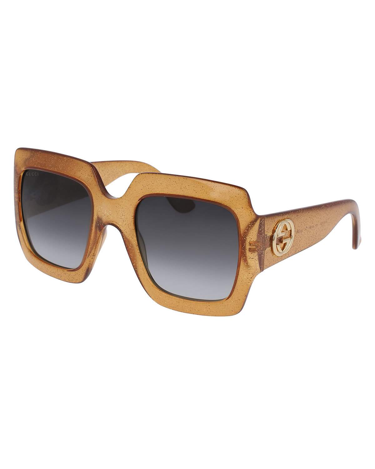 glitteredtransparentoversizedsquaresunglassesgold