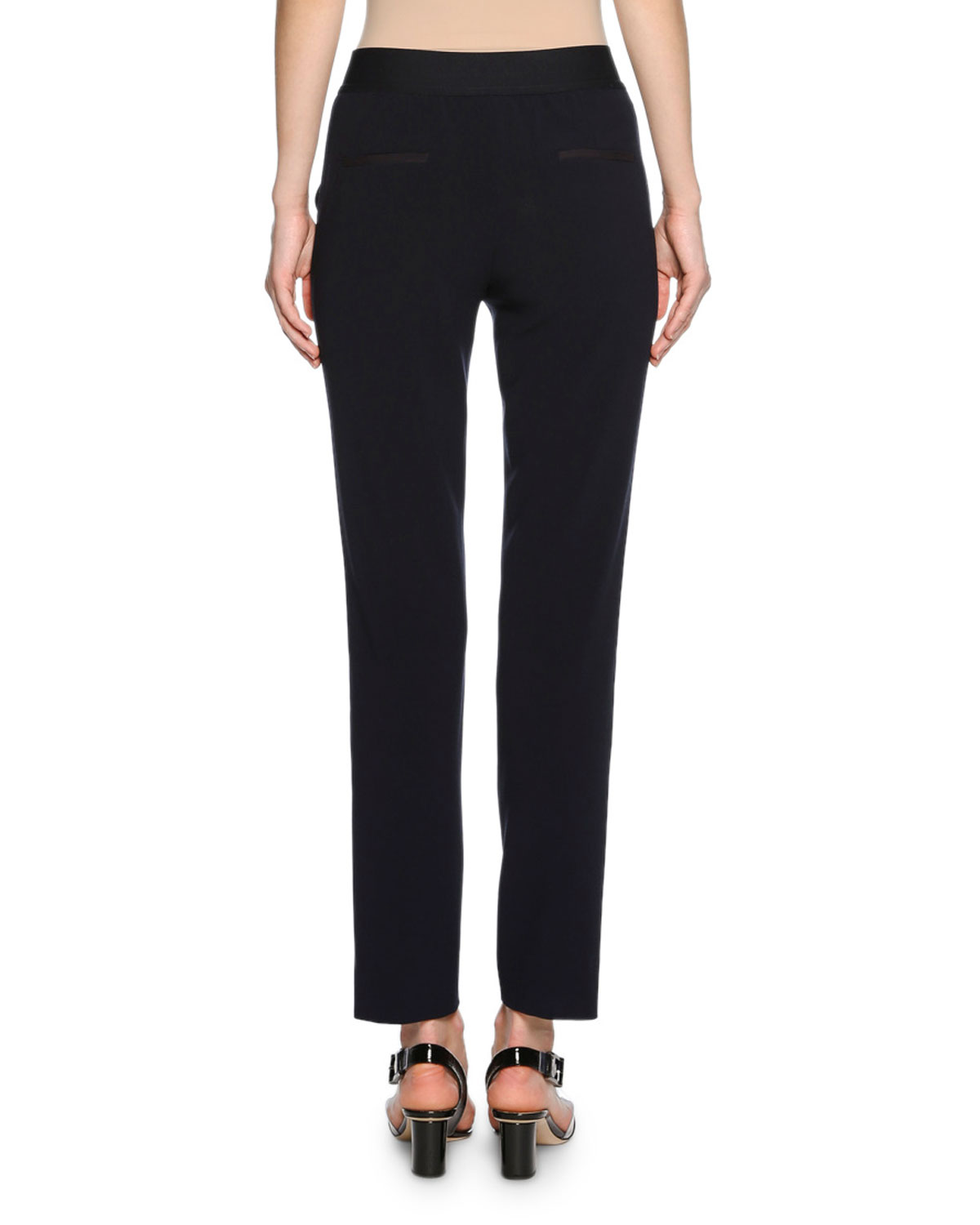 Wool-Blend Pull-On Ankle Pants, Navy