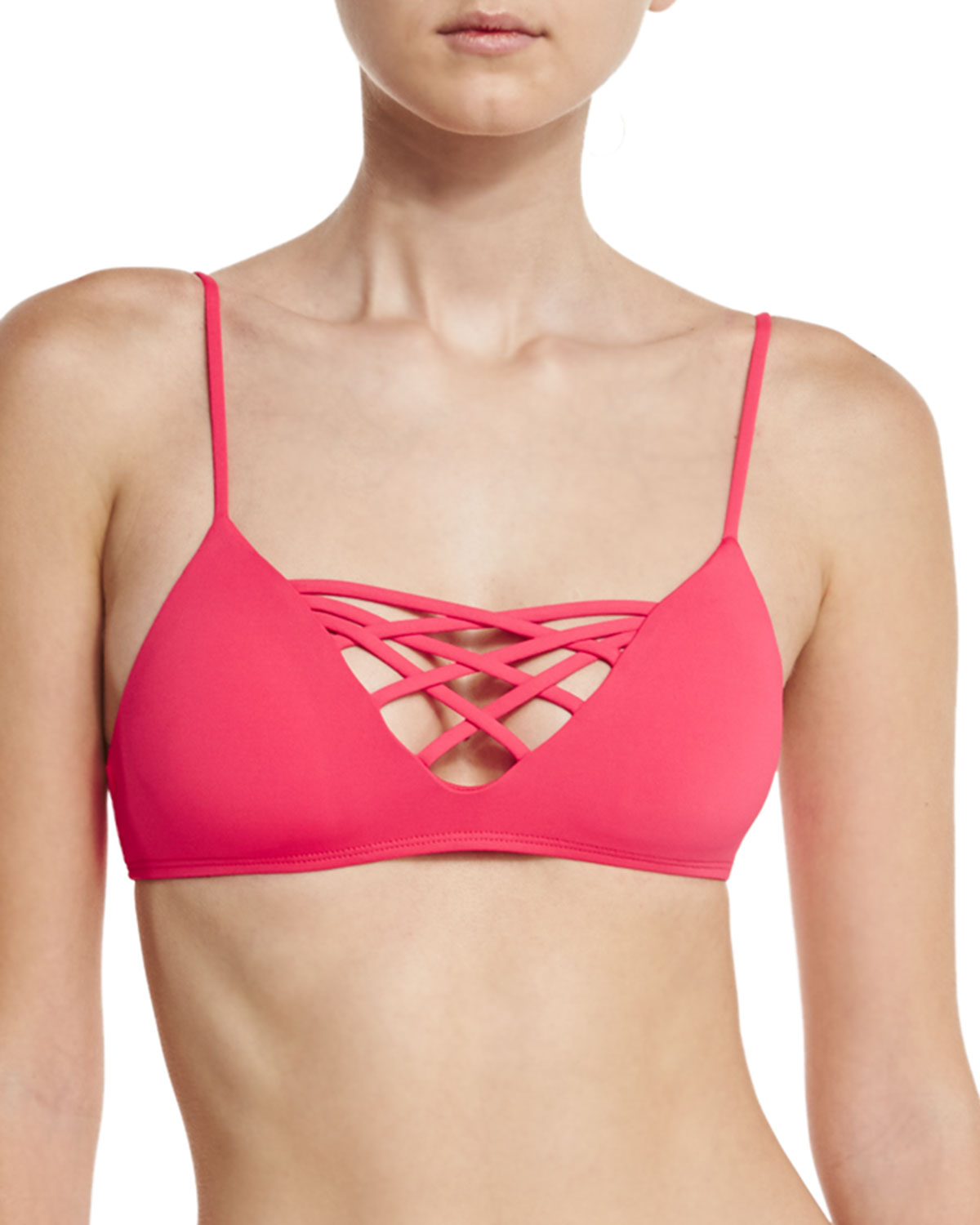 Jaime Strappy Swim Top, Hot Cherry