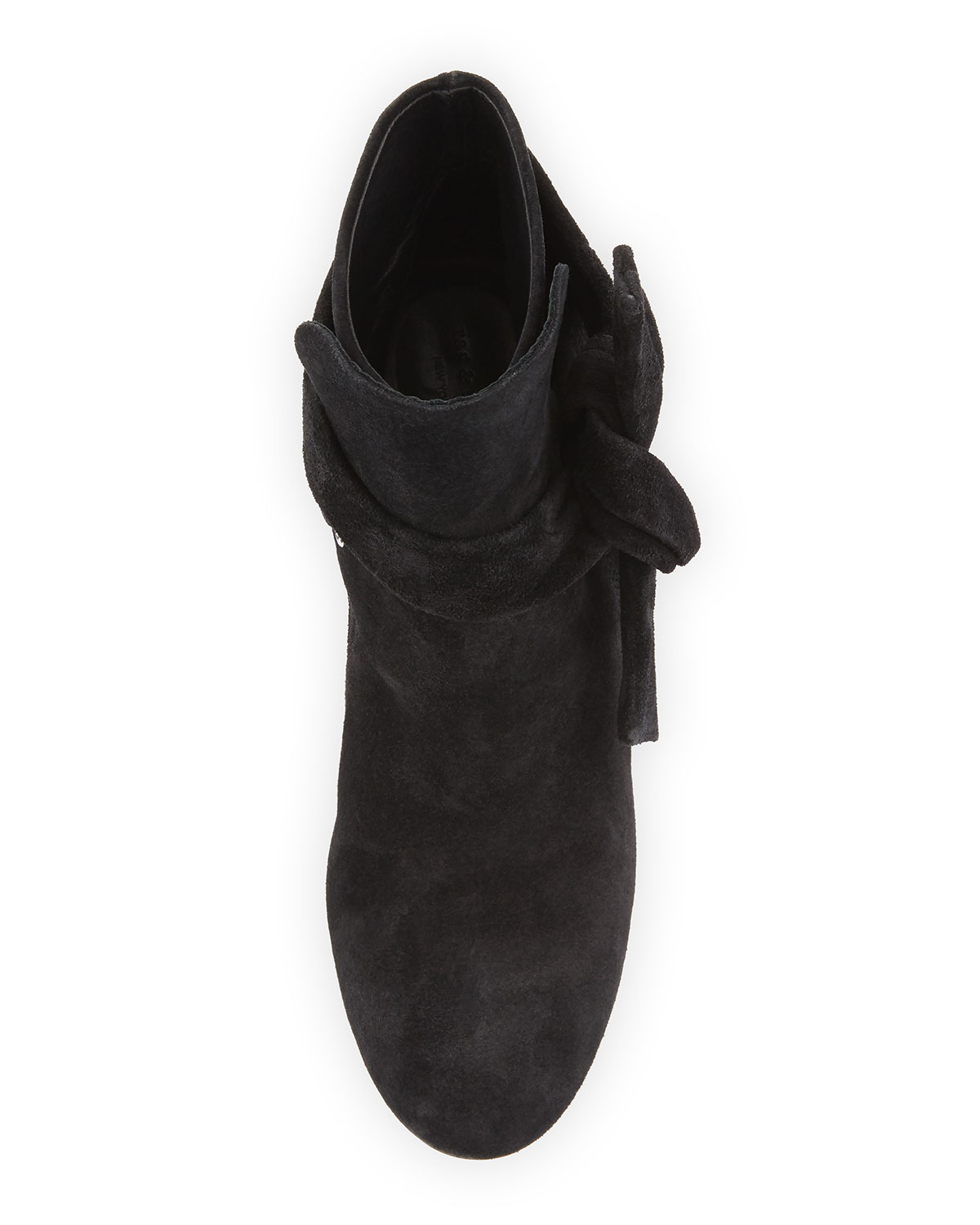 Dalia Suede Ankle-Tie Bootie, Black