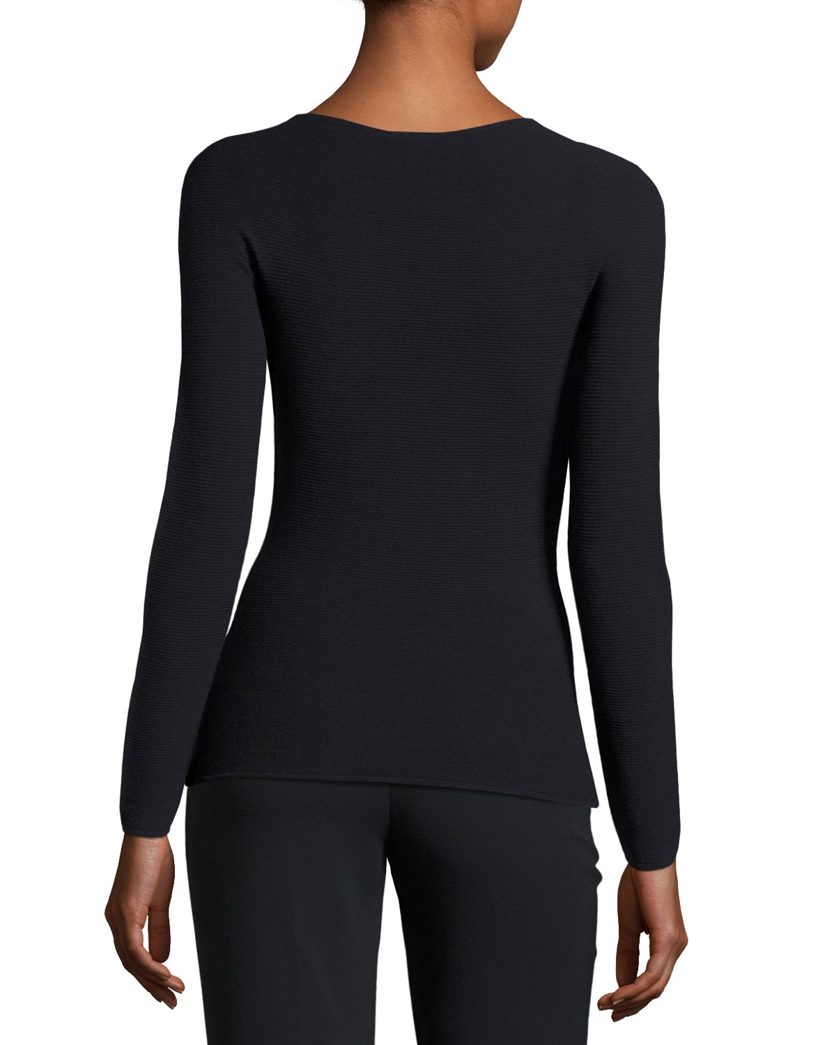 Ottoman Knit Long-Sleeve Tee, Navy