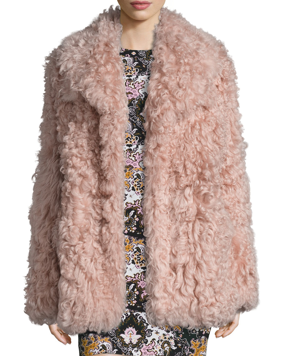 Stone Shearling Jacket, Dusty Pink