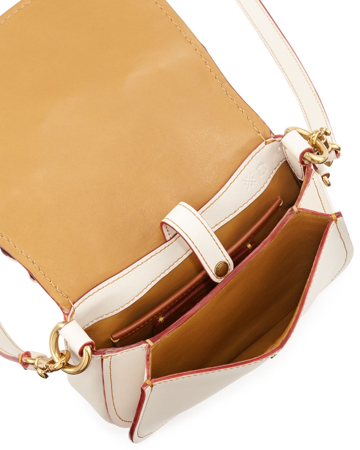 17 Tea Rose Leather Saddle Bag, Chalk