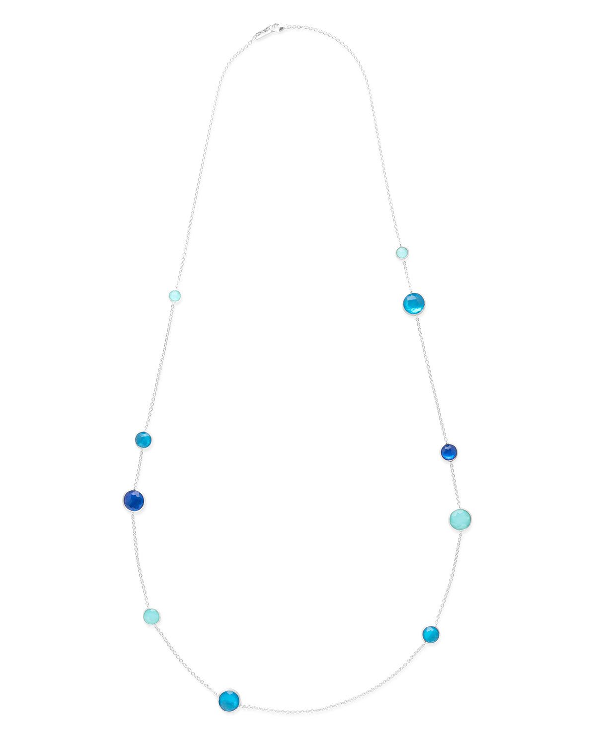 925 Wonderland Mixed Multi-Stone Station Necklace in Island