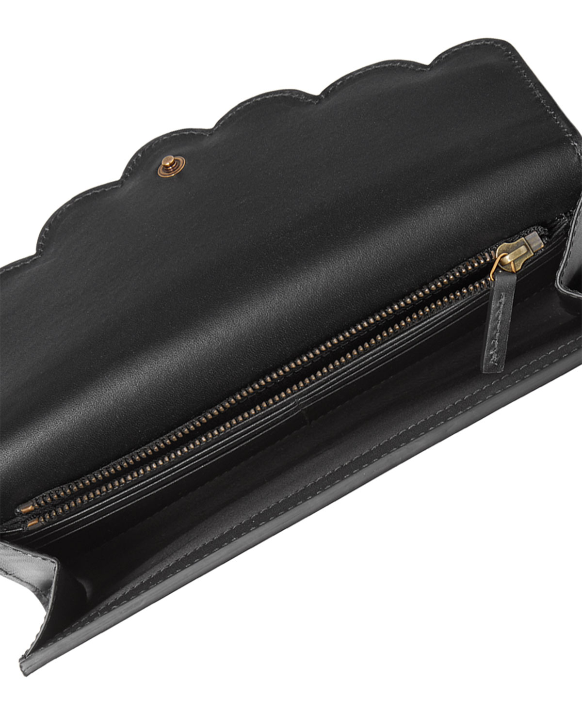 Peony Pearly Leather Pouch, Nero