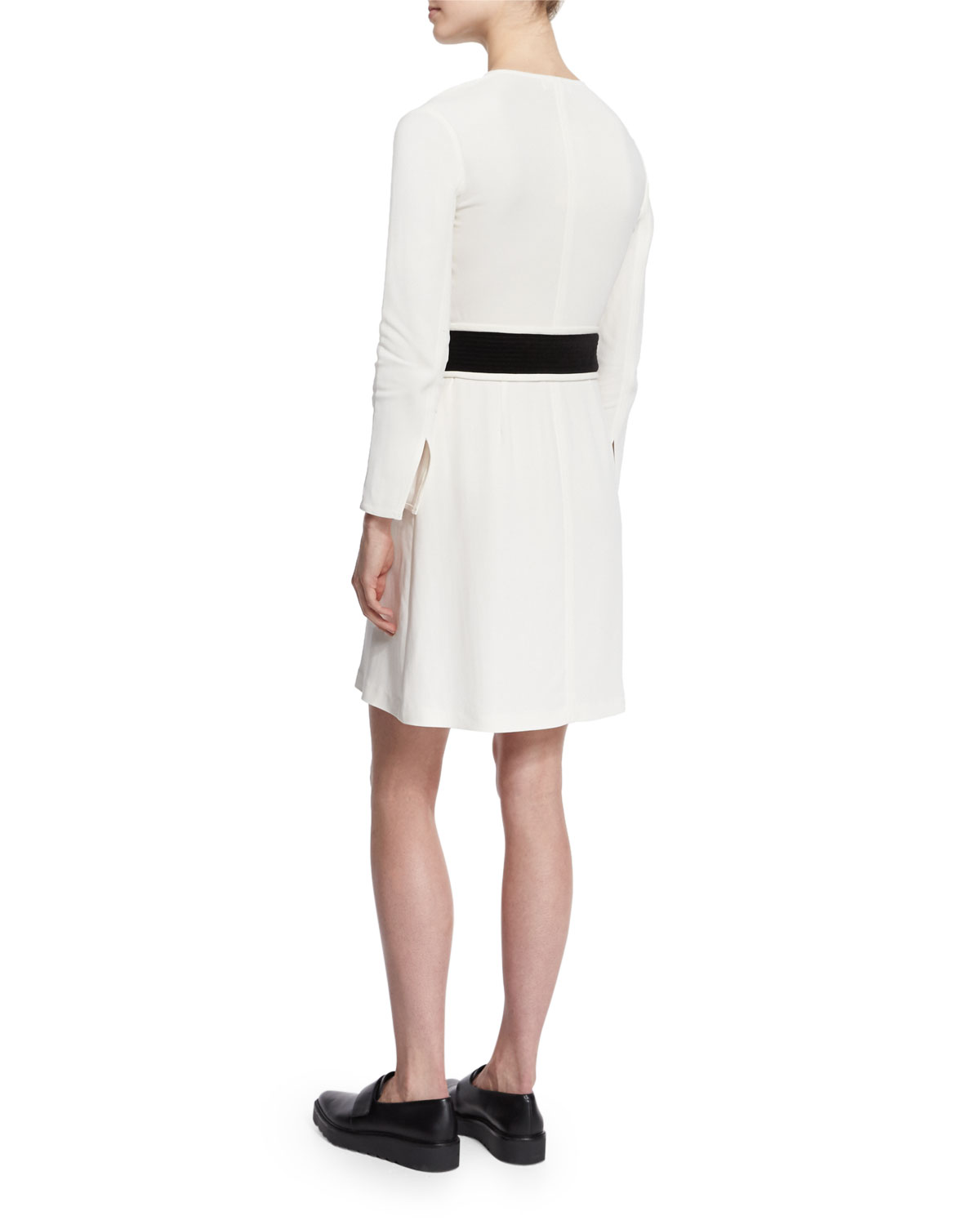 Carter Zip-Front Crepe Dress, White