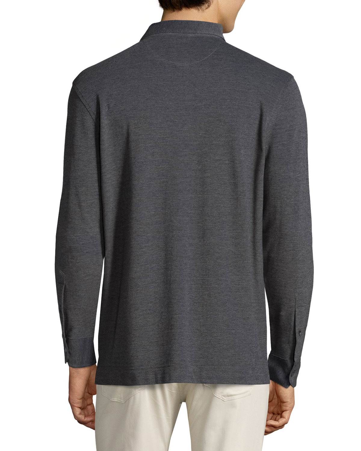Oxford Long-Sleeve Polo Shirt, Starlight Blue