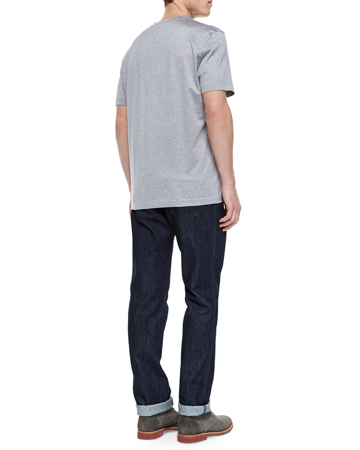 Gancini Woven Crewneck T-Shirt, Gray