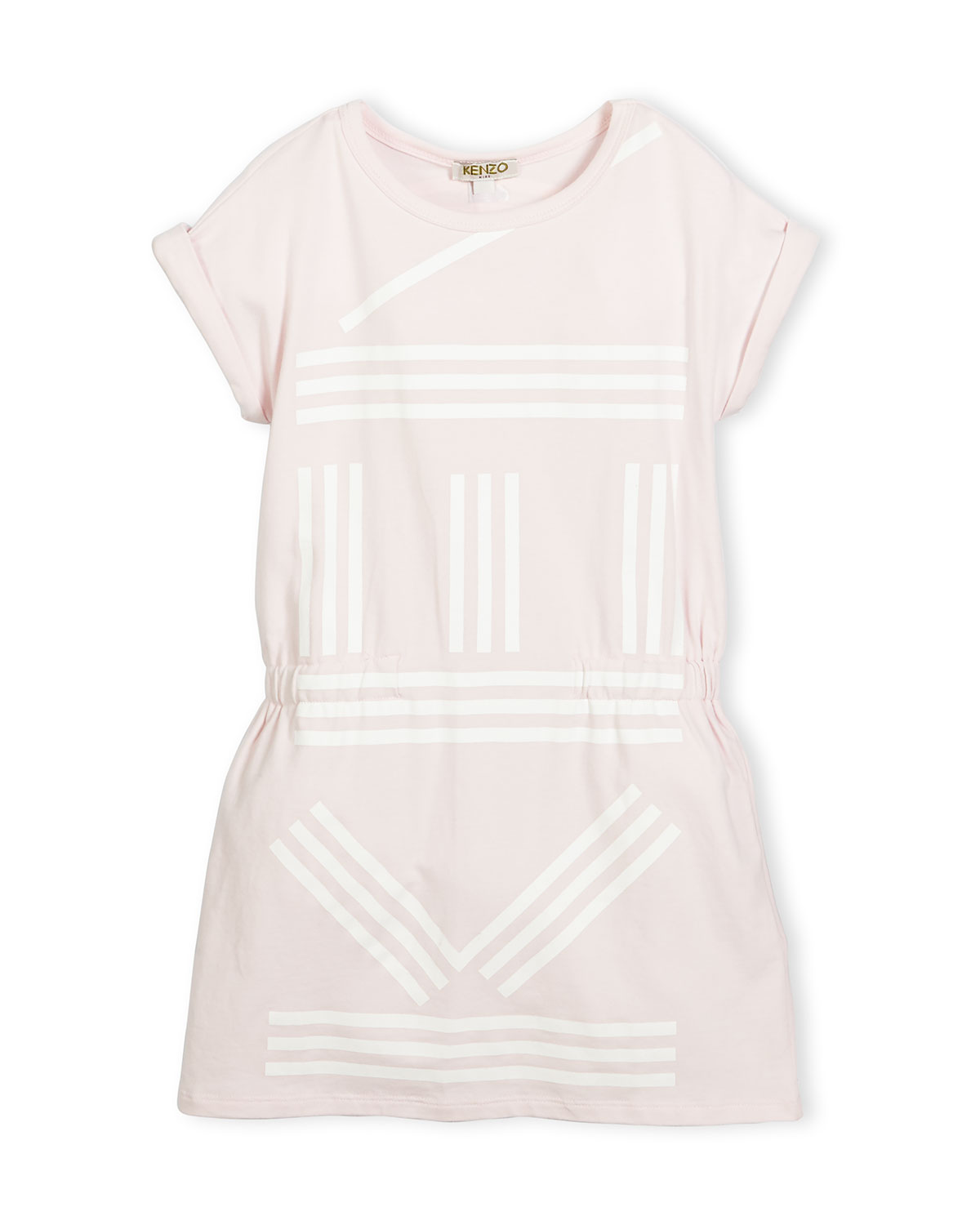 Cap-Sleeve Stretch Jersey Logo Dress, Pink, Size 8-12