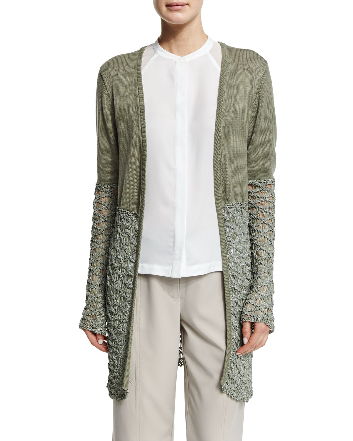 Textured-Block Duster Cardigan 