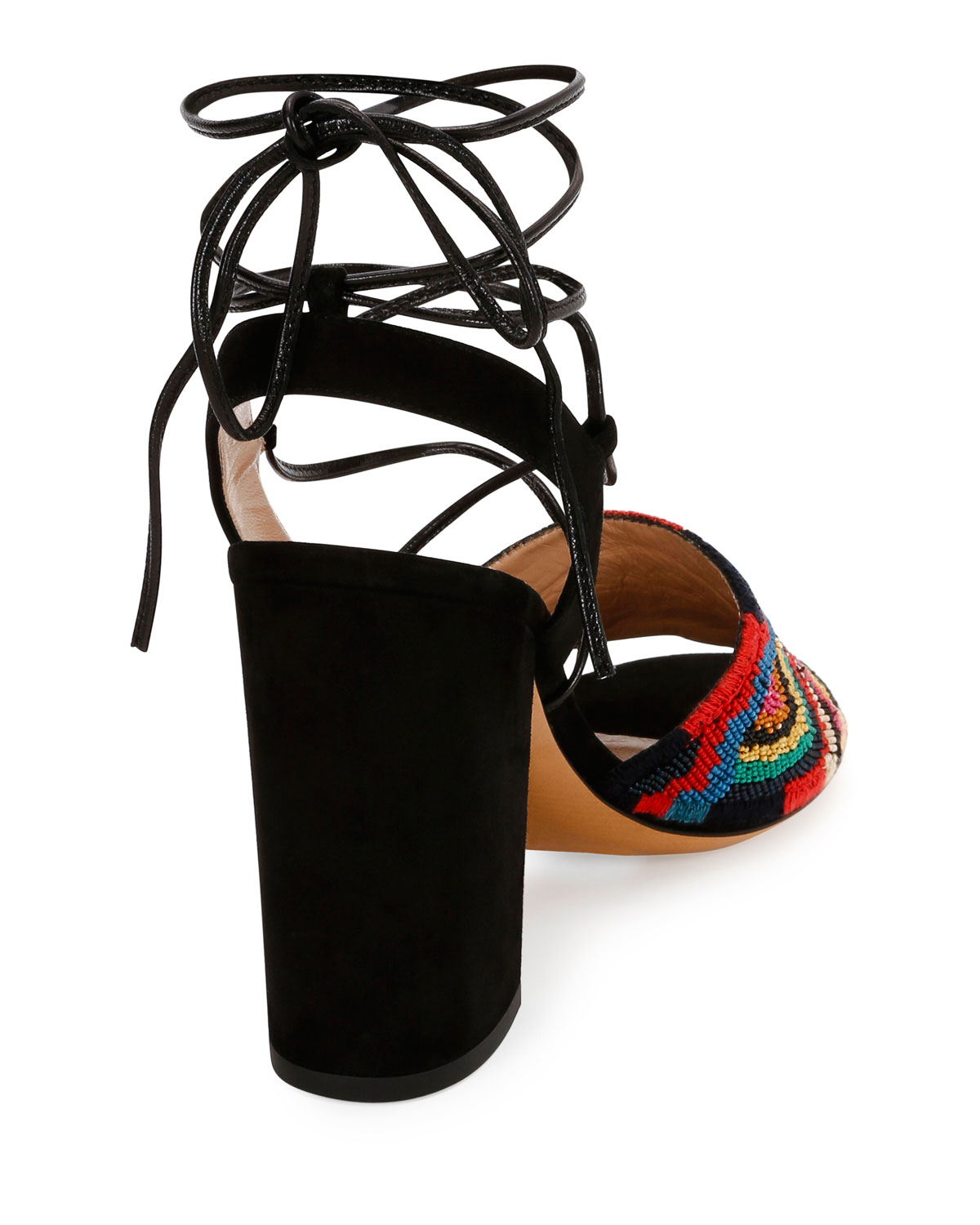 Native Beaded Lace-Up Sandal, Multicolor/Nero