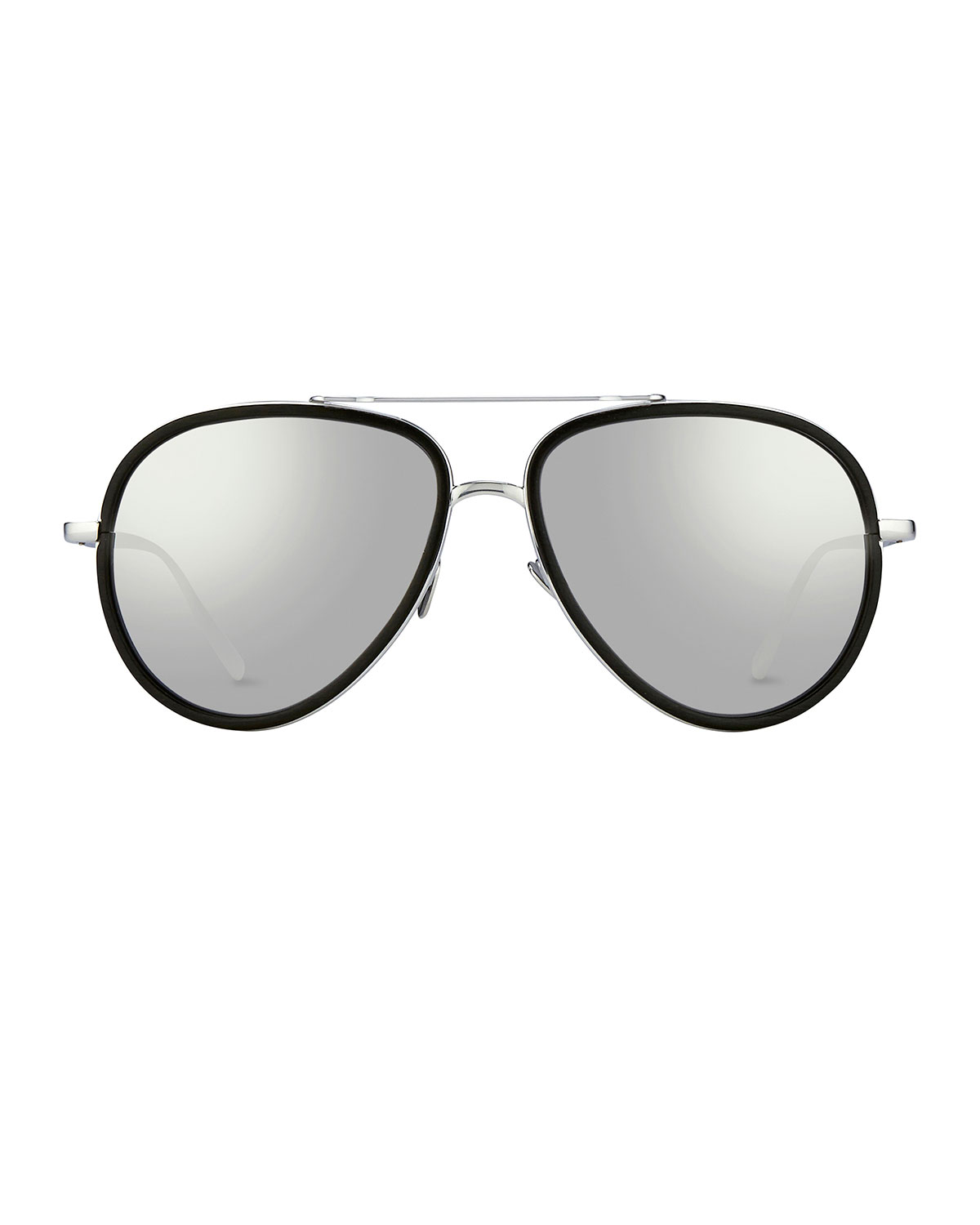Two-Tone Aviator Sunglasses, White Gold/Platinum