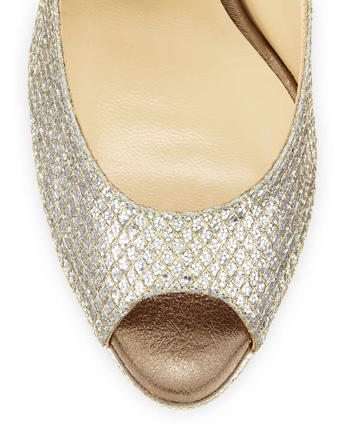 Nova Glitter Platform Slingback Sandal, Champagne