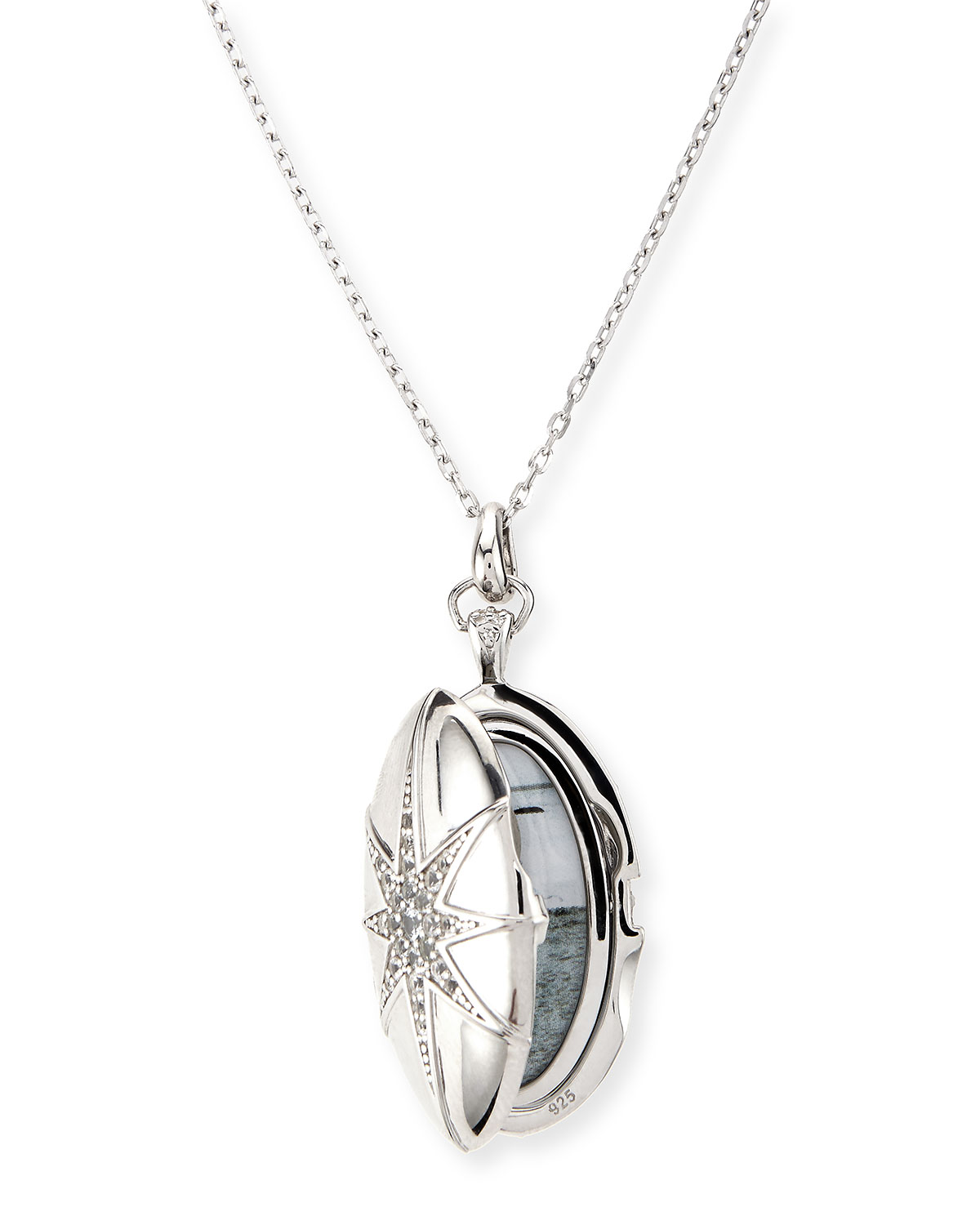 White Sapphire Star Locket Necklace