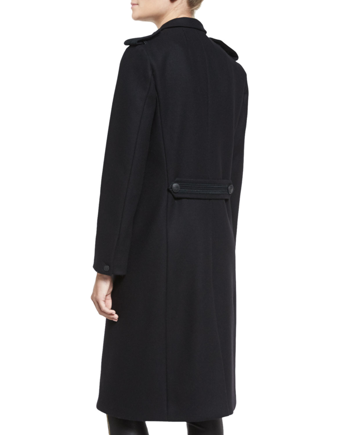 Ashton Tailored Double-Breasted Peacoat, Black