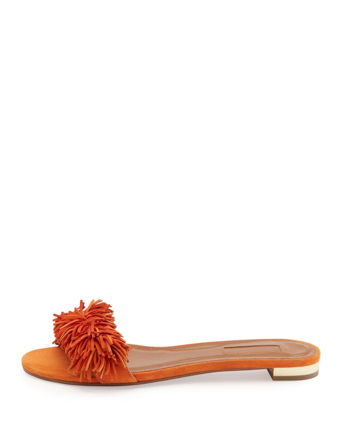 Wild Thing Suede Flat Slide Sandal, Orange